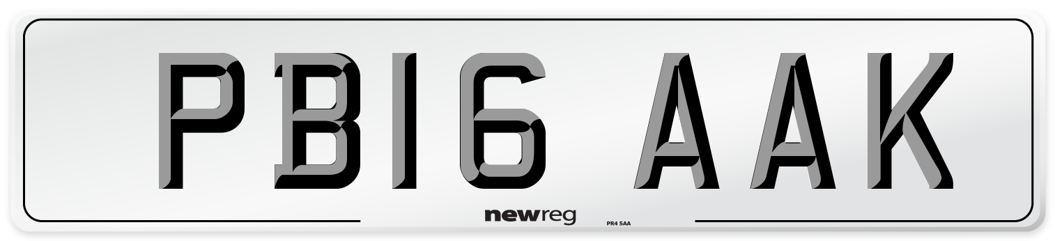 PB16 AAK Number Plate from New Reg